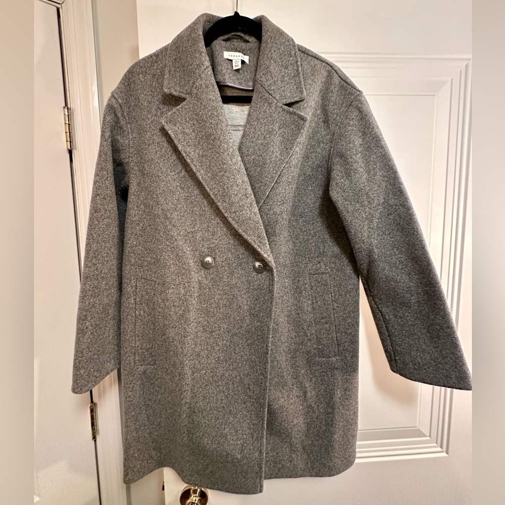 Topshop Riley Long Coat in Grey Marl - Picture 7 of 11